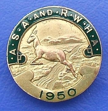 (ASA & RWHA) All South African & Rhodesia Women’s Hockey Association - supporter’s badge (1950)