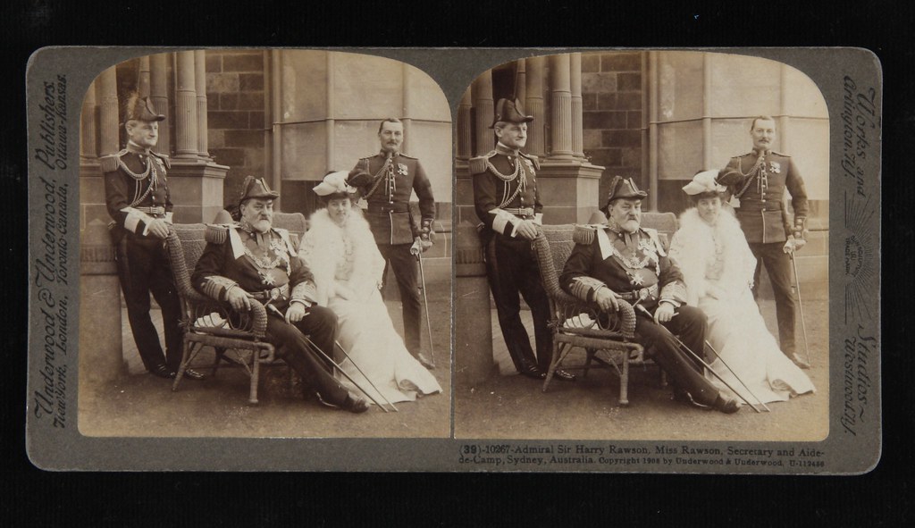 Governor of NSW Admiral Sir Harry Woldsworth Rawson seated seated next to his daughter, Alice Rawson, 1908