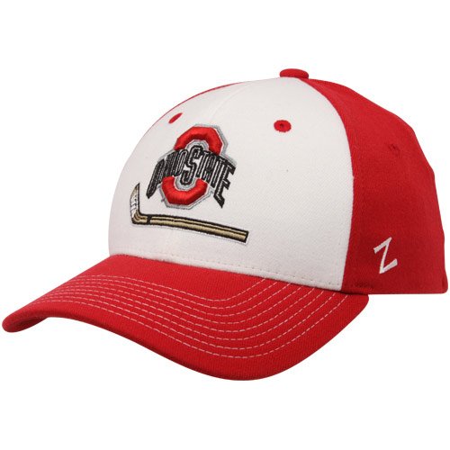 NCAA Zephyr Ohio State Buckeyes White-Scarlet Hockey Sticks Z-Fit Hat (Small)