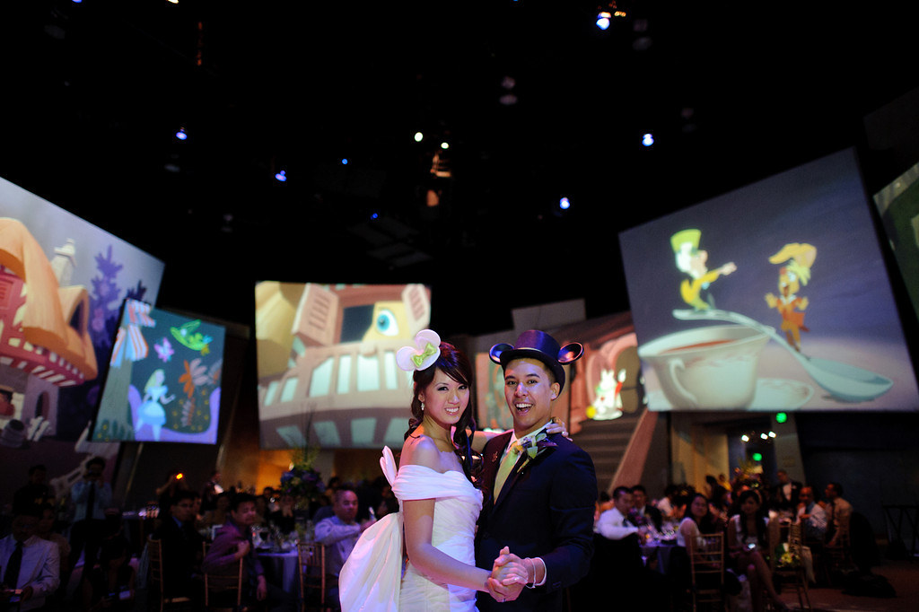Disney California Adventure Wedding, Animation Building, DCA, Disney Bride and Groom