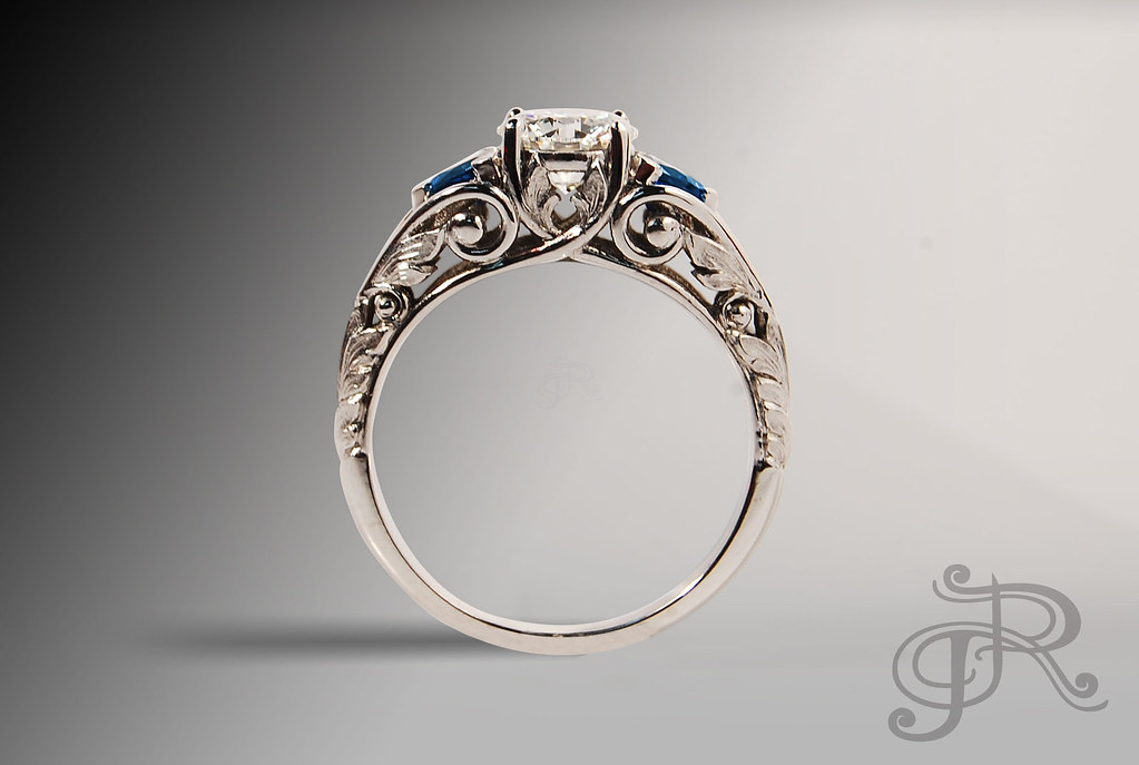 Three stone white gold engagement ring