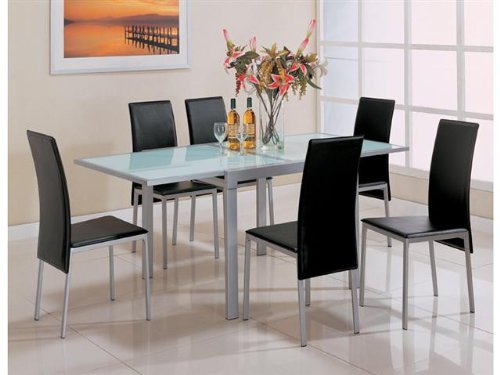 Coaster Sunrise Frosted Glass Dining Table with Metal Extensions