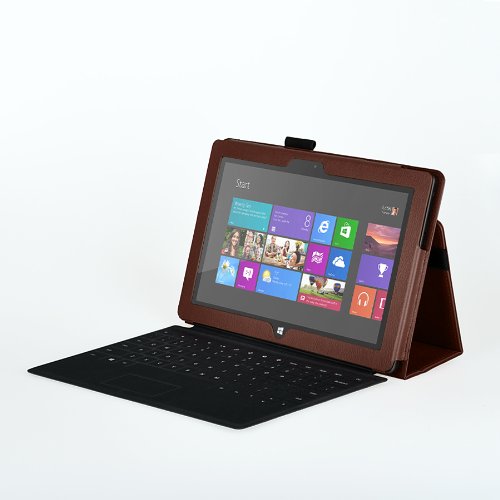 Elsse (TM) Premium Folio Case with Stand for Microsoft Surface RT / Surface 2 (Does not fit Surface Pro Version / Keyboard and Tablet NOT included) (Surface 2 / Surface RT, Brown)