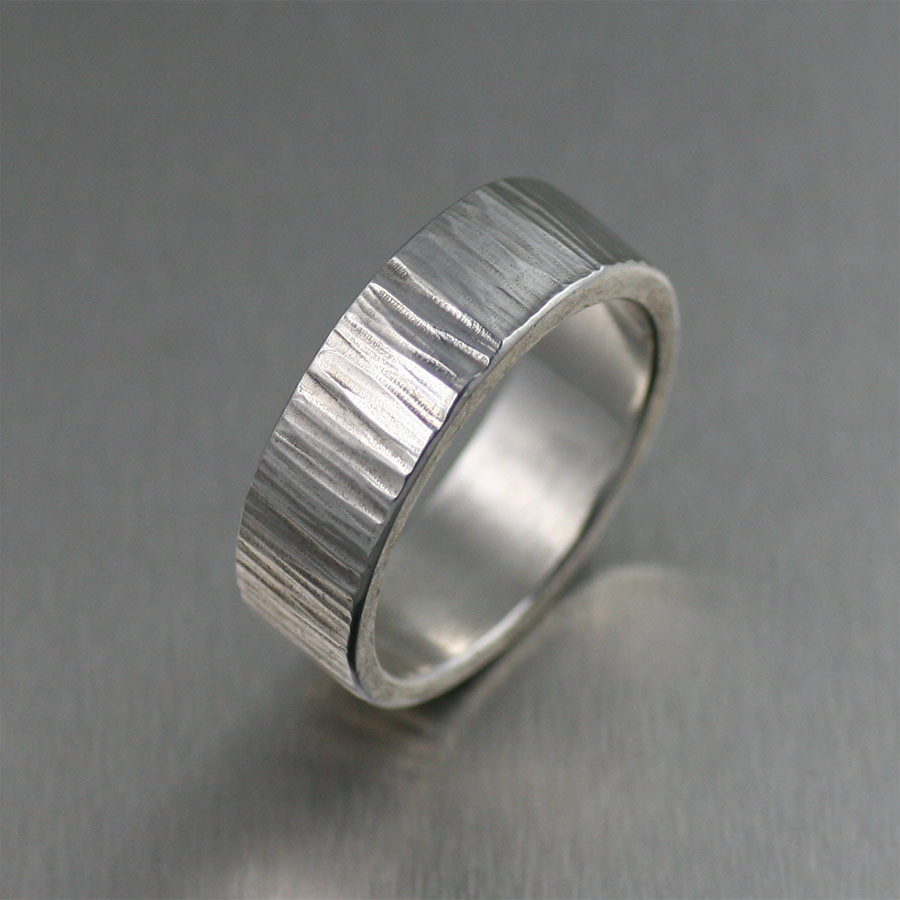 8mm Chased Sterling Silver Band Ring