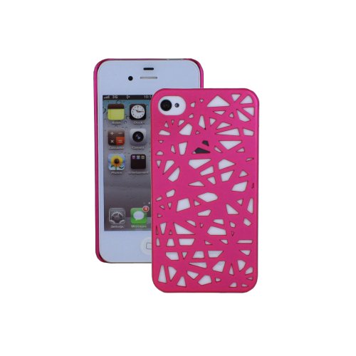 Fosmon Rubberized Hard Case for Apple iPhone 4 / 4S - Bird Nest -Hot Pink