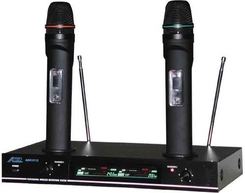 Audio2000 Awm6112 VHF Dual Channel Rechargeable Wireless Microphone