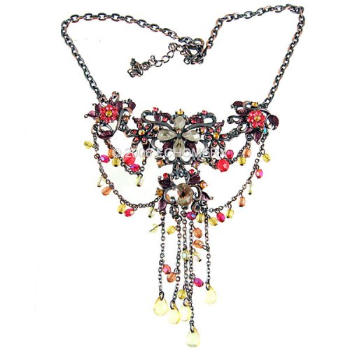 Victorian Necklace Chandelier Crystals Red