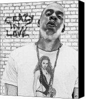 Jayz with Beyonce T-shirt Canvas Print / Canvas Art - Artist Paul Howell