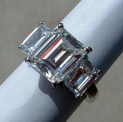 Ladies Created Diamond Ring Emerald Cut