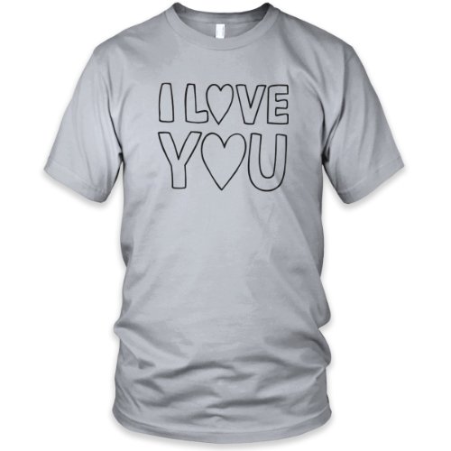 I Love You (Black) Fine Jersey T-Shirt, New Silver, M