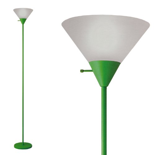 College Dorm Room Torchiere Floor Lamp ~ Green ~ High Impact Plastic Shade ~ Heavy Base ~ Segmented Post