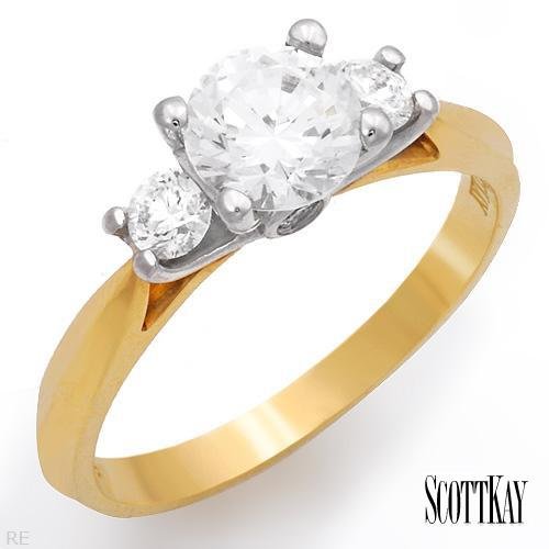 SCOTT KAY Stylish Ring With 1.95ctw Super Clean Diamonds and Cubic zirconia Made in 18K Yellow Gold and 950 Platinum (Size 6.5)