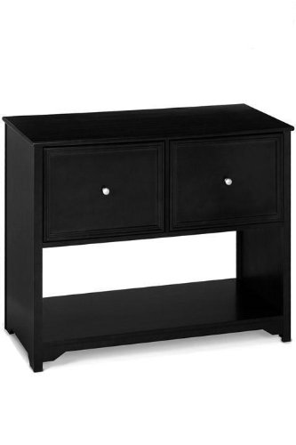 Oxford 38.5 Inch Black Two Drawer File Cabinet and Console Table, 2-DRWR CONSOLE, BLACK