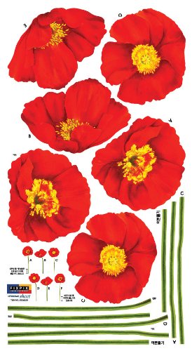 Easy Instant Decoration Wall Sticker Decal - Red Poppies