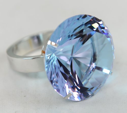 Crystal Diamond Jewel Paperweight 50 mm Light Blue Ring