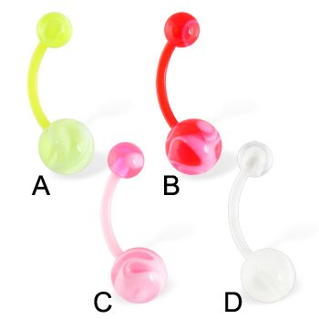 Flexible marble belly button ring, useful during pregnancy!, pink - C