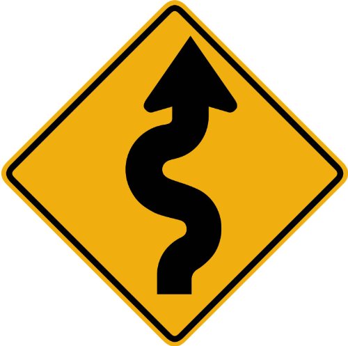 Street & Traffic Sign Wall Decals - Winding Road to the Left Sign - 12 inch Removable Graphic