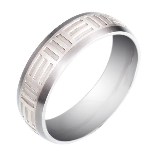 Men's Titanium and Sterling Silver 7mm Band Ring, Size 10