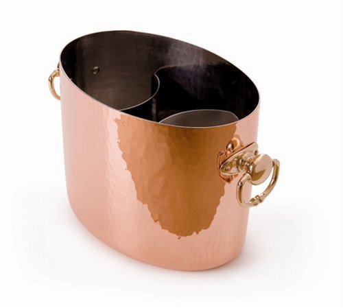Mauviel M'30 2706.01 Hammered Copper Oval Champagne Bucket with Insert