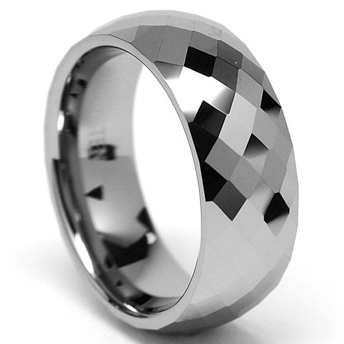8MM Men's Multi-faceted Tungsten Carbide Ring size 9.5