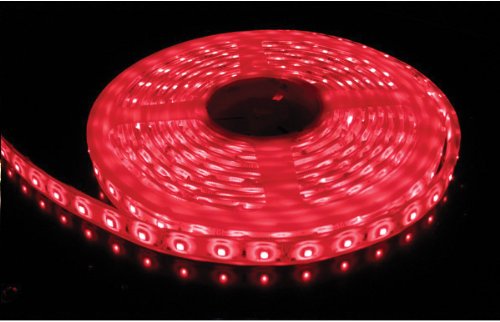 Flexible Waterproof Lighting Strip LED Ribbon 5 Meter or 16.4 Ft 12v for All your Decorations (Red) with Power Adapter included