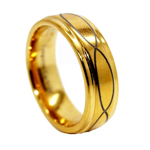 7mm 18k Gold Plated Laser Etched Infinity Celtic Design Tungsten Wedding Ring Fashion Band Engagement Ring Size 12