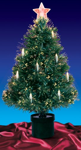 3' Pre-Lit Fiber Optic Artificial Christmas Tree with Candles - Multi Lights