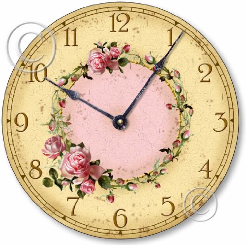 Item C6032 Shabby Chic Pink Roses Clock
