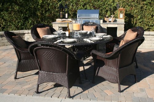 The Lochmoor Collection 6-Person All Weather Wicker/Cast Aluminum Patio Furniture Dining Set