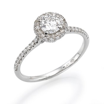 18k White Gold Round Solitaire with Channel Band Ring