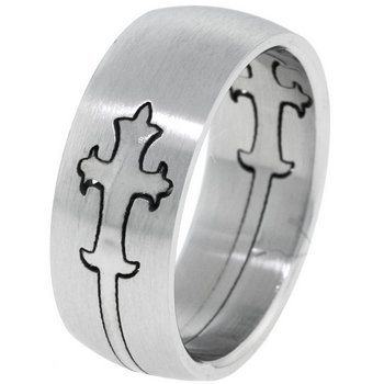 Gothic Cross Stainless Steel Puzzle Ring - Size 11