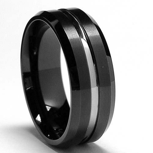8MM Two Tone High Polish / Matte Finish Men's Tungsten Ring Wedding Band Size 10