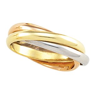 Platinum & 18K Yellow Gold Tri Color Rolling Ring
