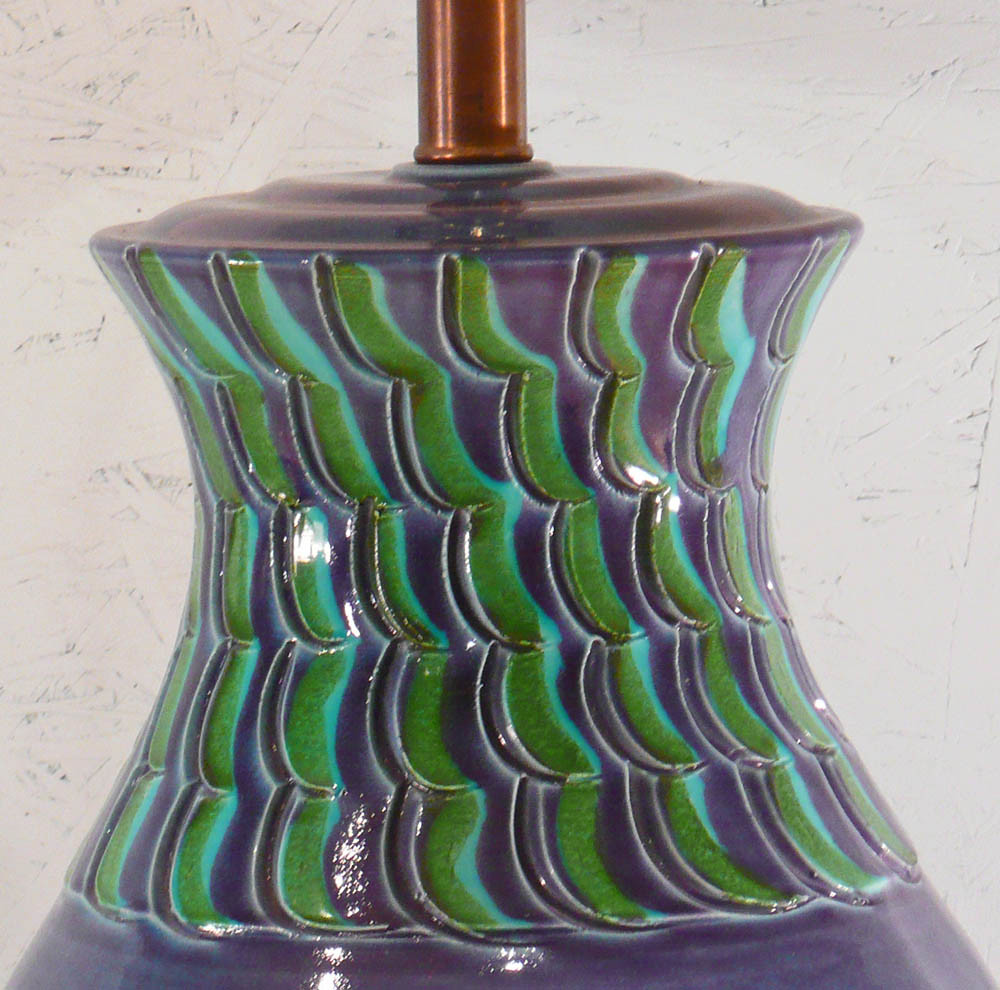 Vintage Bitossi Pottery Table Lamp - Mediterranean Blue Italian Ceramic