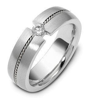 Platinum Custom Design Diamond Wedding Band Ring - 9.75
