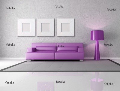 Wallmonkeys Peel and Stick Wall Graphic - Purple and Gray Living Room - 24