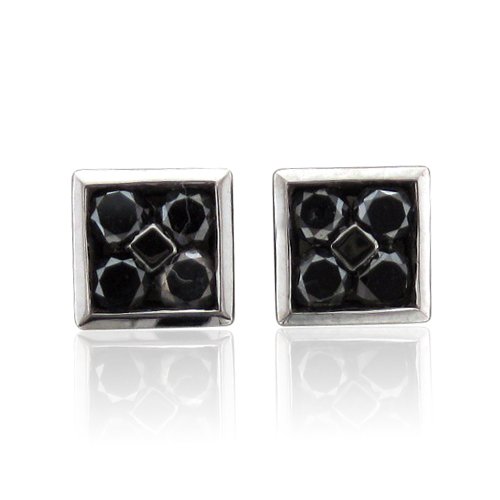 Mens 10k Black Gold Square Black Diamond Earrings Studs - 0.50 carat