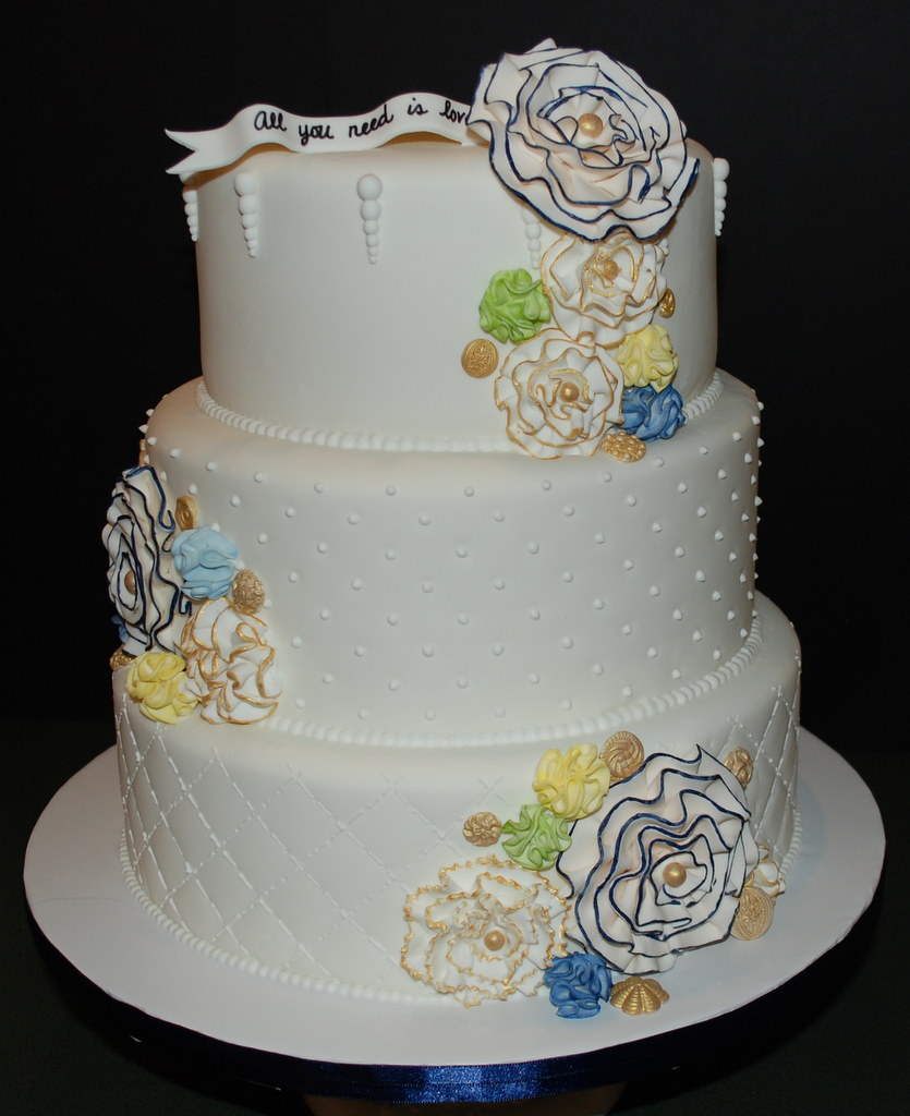 Antique Floral Wedding Cake