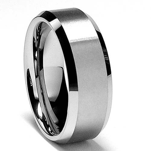 8MM High Polish / Matte Finish Men's Tungsten Ring Wedding Band Size 15