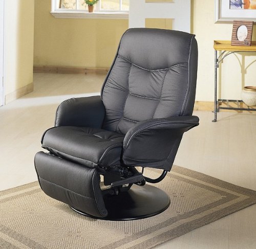 Coaster Furniture Leatherette Swivel Recliner in Black