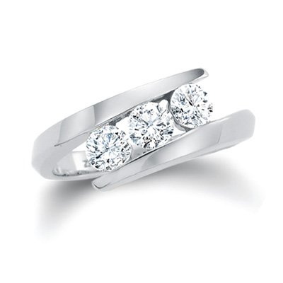 Sterling Silver 3 Stone Channel Set Round Diamond Promise Ring (1/2 cttw, H-I, SI) - Size 7