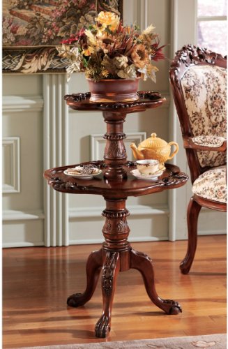 Victorian Antique Replica Hand-carved Mahogany Tiered Tea Table/ Indoor Plant Stand