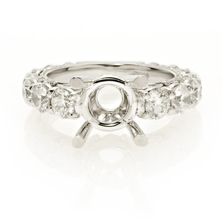 Diamond Platinum Antique Style Engagement Ring Mounting