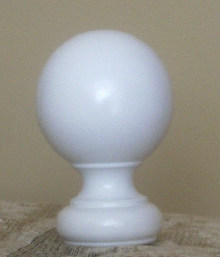 Ball Wood Finial in White Finish for a 1-3/8