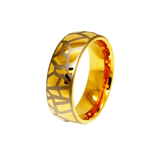 8mm 18k Gold Plated Laser Etched Giraffe Print Design Tungsten Wedding Ring Fashion Band Engagement Ring Size 7
