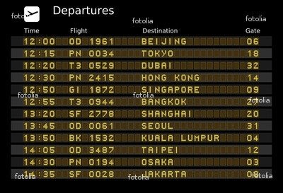 Wallmonkeys Peel and Stick Wall Graphic - Airport Departure Board - Destinations in Asia - 24