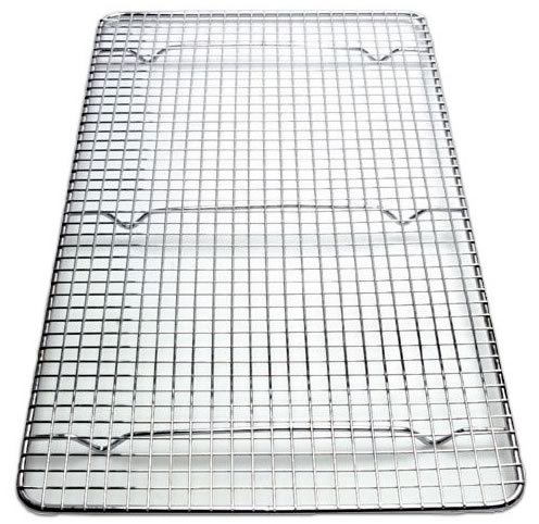 NEW, Cross-Wire Grid Cooling Rack, Wire Pan Grate, Baking Rack, Icing Rack, Chrome Plated Steel, Rectangle shape, 6-Raised Feet, Commercial Quality, Full Size - 10 x 18 Inches