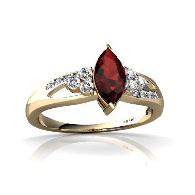 14K Yellow Gold Marquise Genuine Garnet Antique Style Ring Size 8