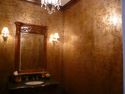 Gold Scroll All Over Powder Room