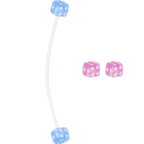 Pink and Light Blue Dice Pregnant Belly Button Ring
